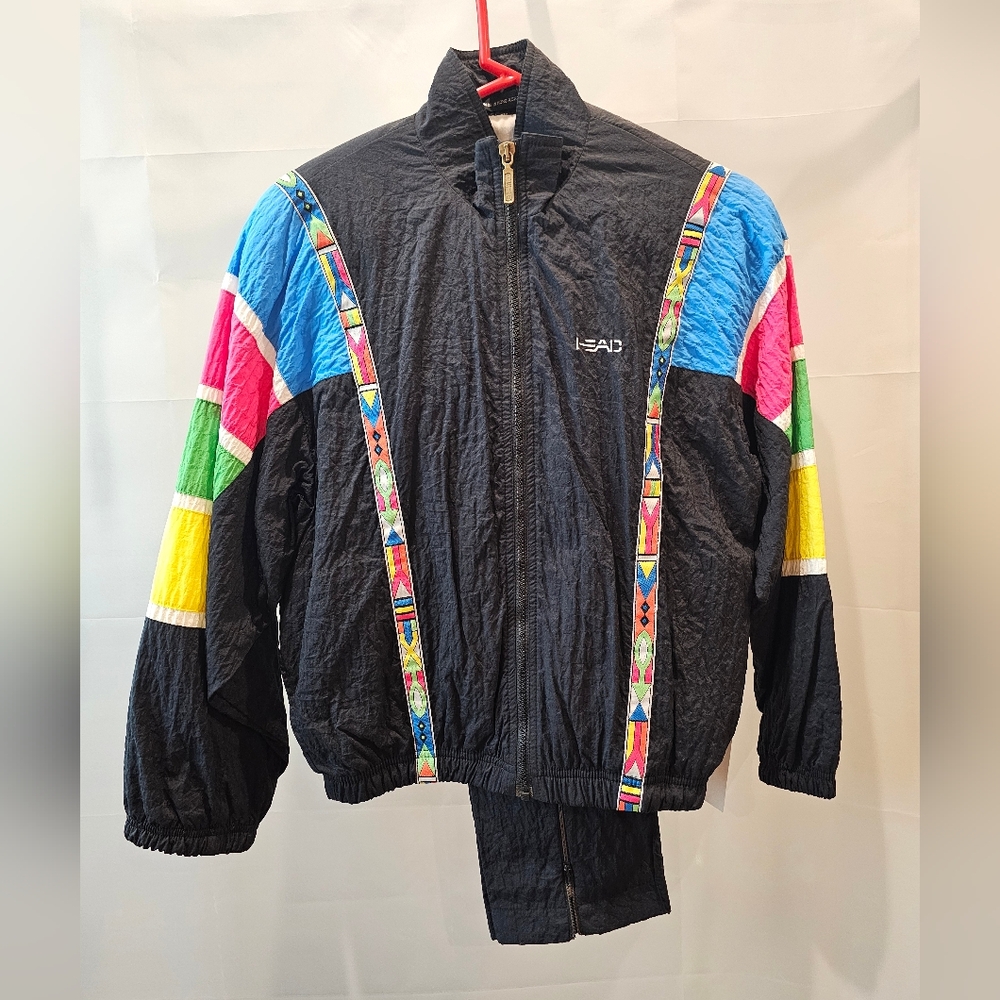Head Black Track Jacket with Multicolor Accent